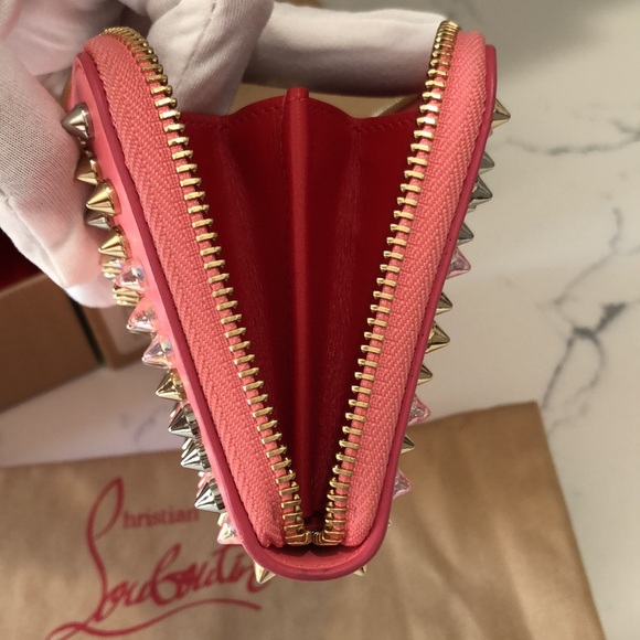 CHRISTIAN LOUBOUTIN PANETTONE WALLET PINK/SPIKES MIX DOLLY/MULTIGOLD - Picture 8 of 17